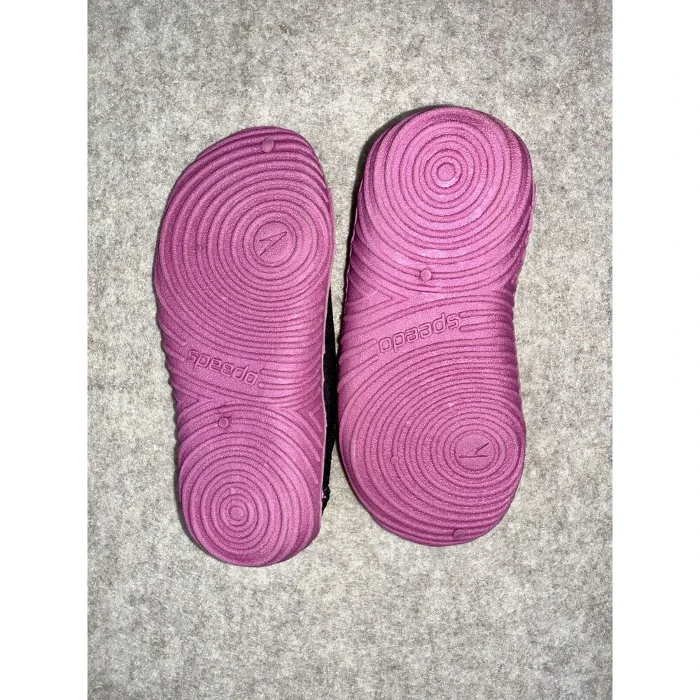 Speedo Toddler Size Large Girls Black Pink Water Shoes Rubber Bottom